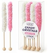 White & Pink Rock Candy Sticks – Tropical & Pink Lemonade Flavors – 8 Count – Individually Wrappe...