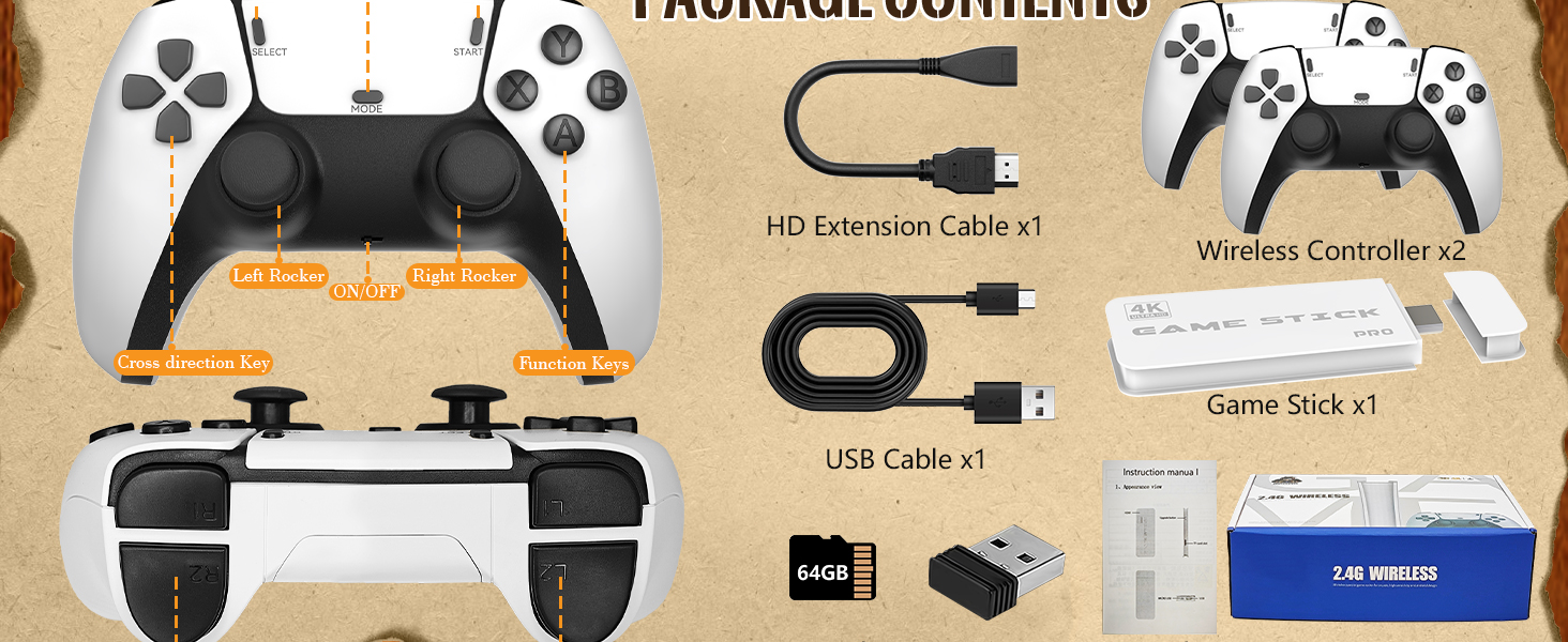 Retro Gaming Console, Wireless Game Stick Plug and Play Video Games Console