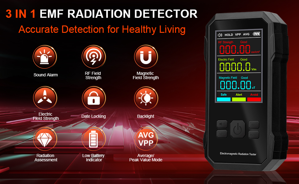 AOTIQUAL Rechargeable Handheld EMF Detector - High Frequency Radiation ...