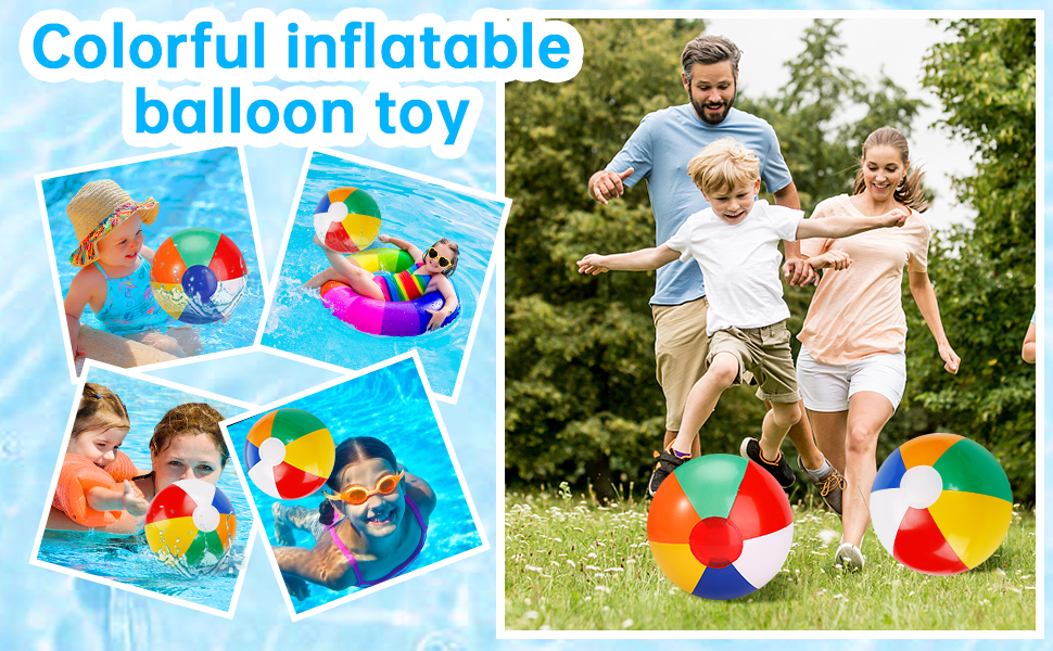 14 Pack Rainbow Beach Balls,Inflatable Beach Ball,Blow up