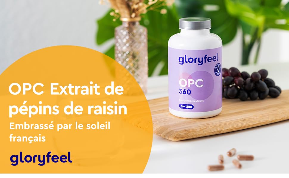 OPC Extrait de Pépins de Raisin 1000mg, 360 Capsules Végétaliens