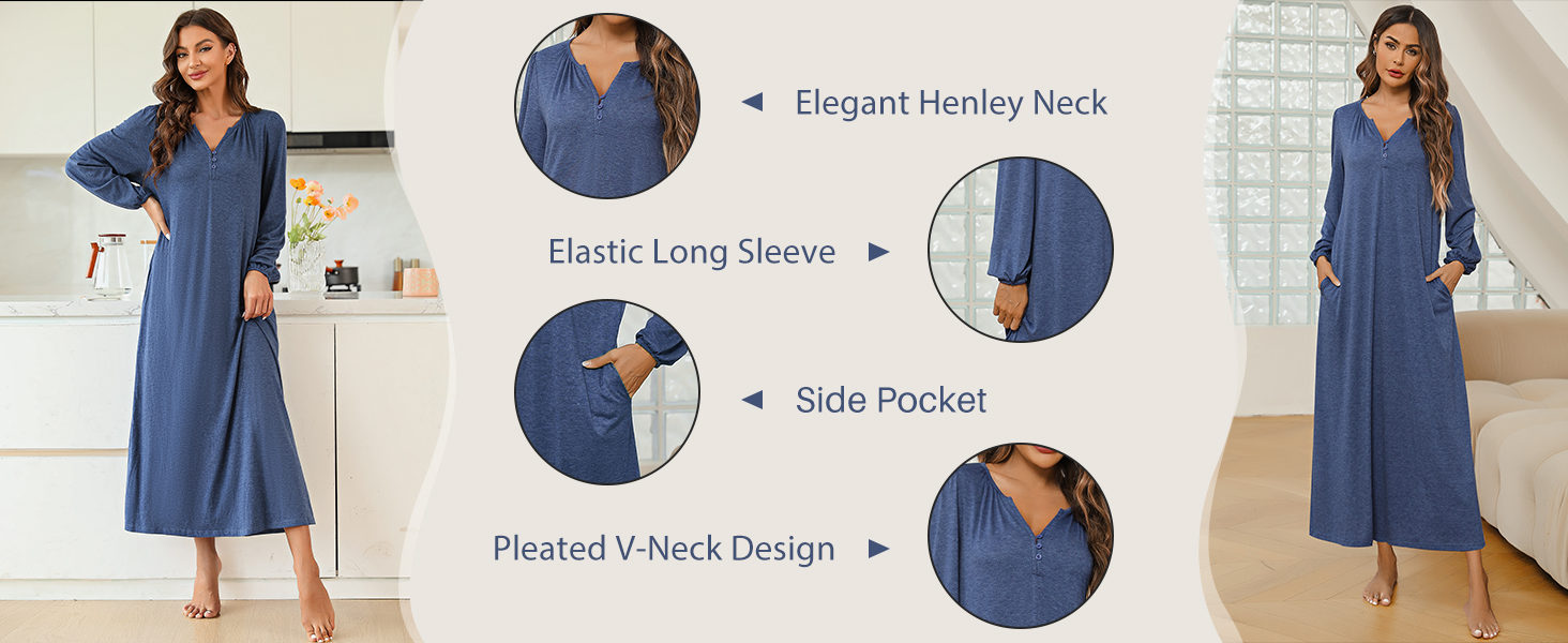 long sleeve sleeping gowns for women
