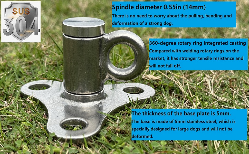 iklekione Dog Tie out Stake 304 Stainless Steel Ground