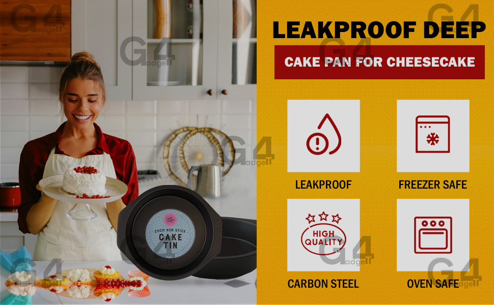 High-Quality Steel Cake Pan 8 Inch - Twin Pack for Even Bakes