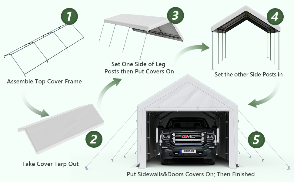 Cecarol Carport, Enclosed Car Canopy 10x20x9FT, 4 Air