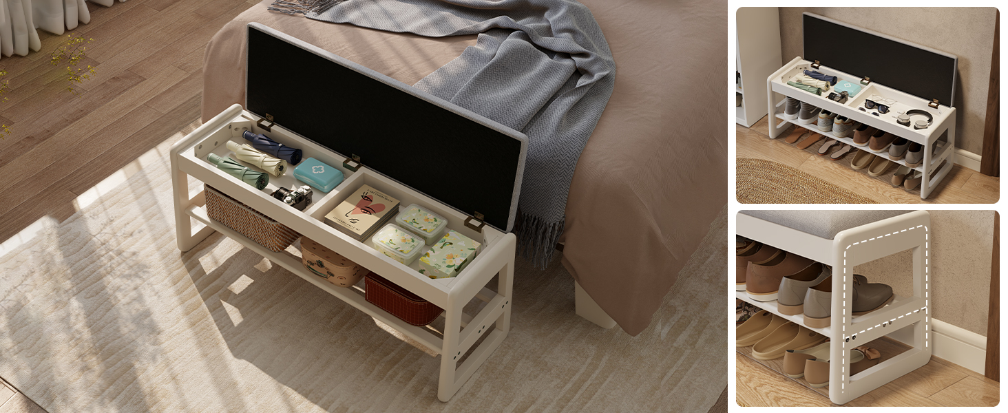 AQIMUELE Shoe Rack Bench with Flip-Top Storage