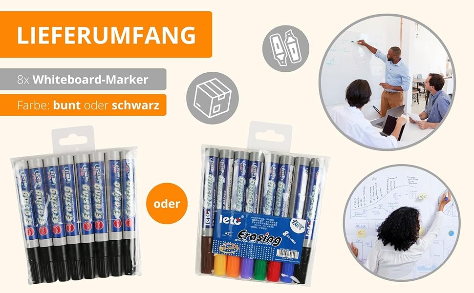 8 Stück Whiteboard Marker Stifte In Schwarz Nachfüllbar Leicht Zu