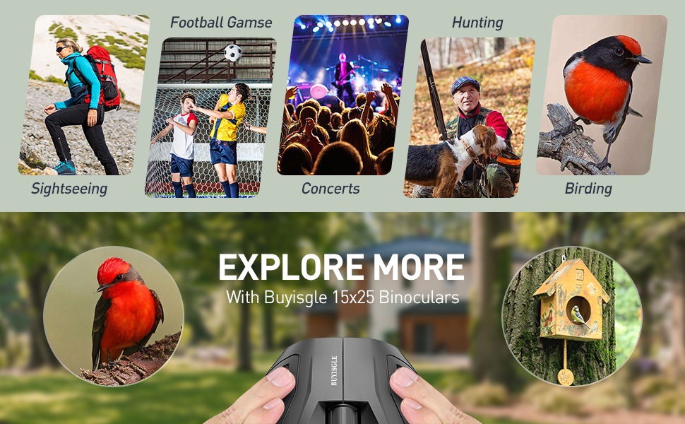 Buyisgle Compact Binoculars for Adults and Kids,15×25 High