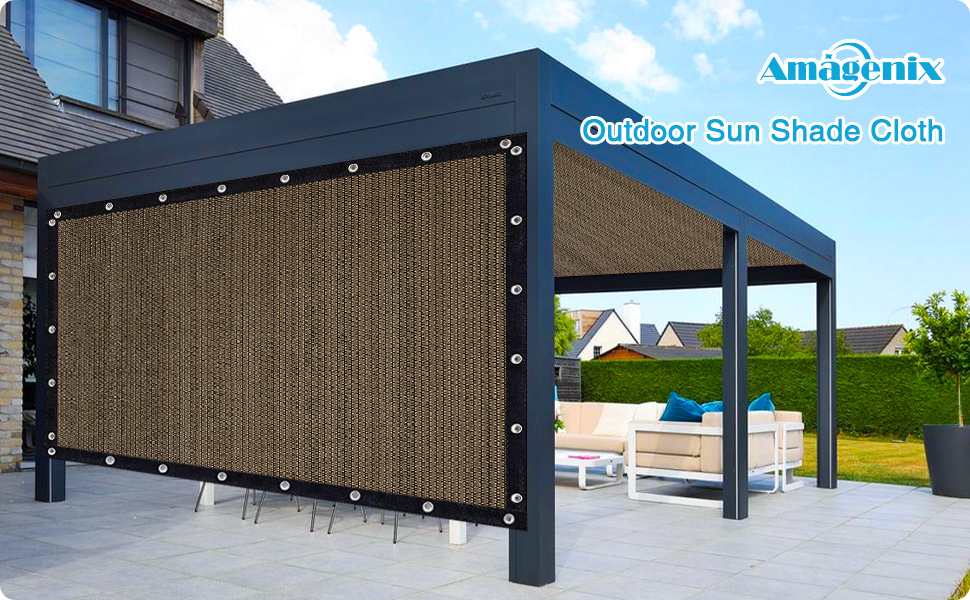 Amagenix 90 Shade Fabric 5'X 10' Mocha Sun Shade Cloth