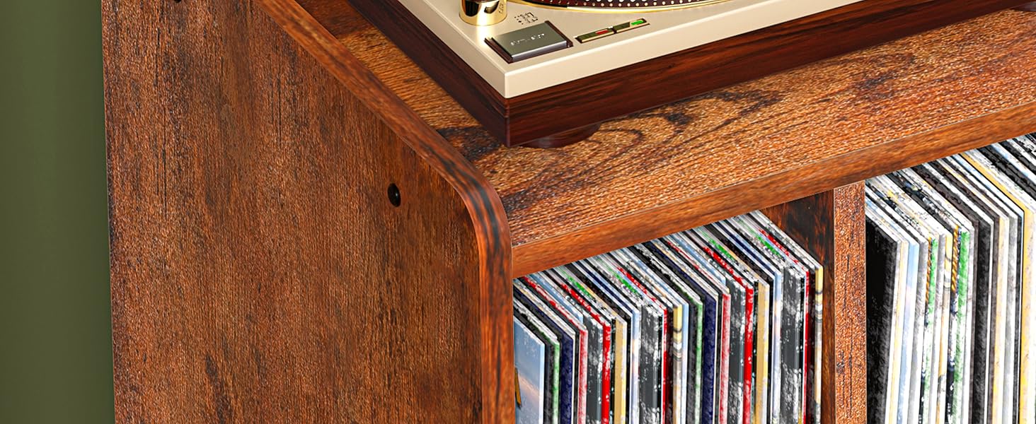 brown record player stand