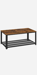 VASAGLE Coffee Table with Mesh Shelf