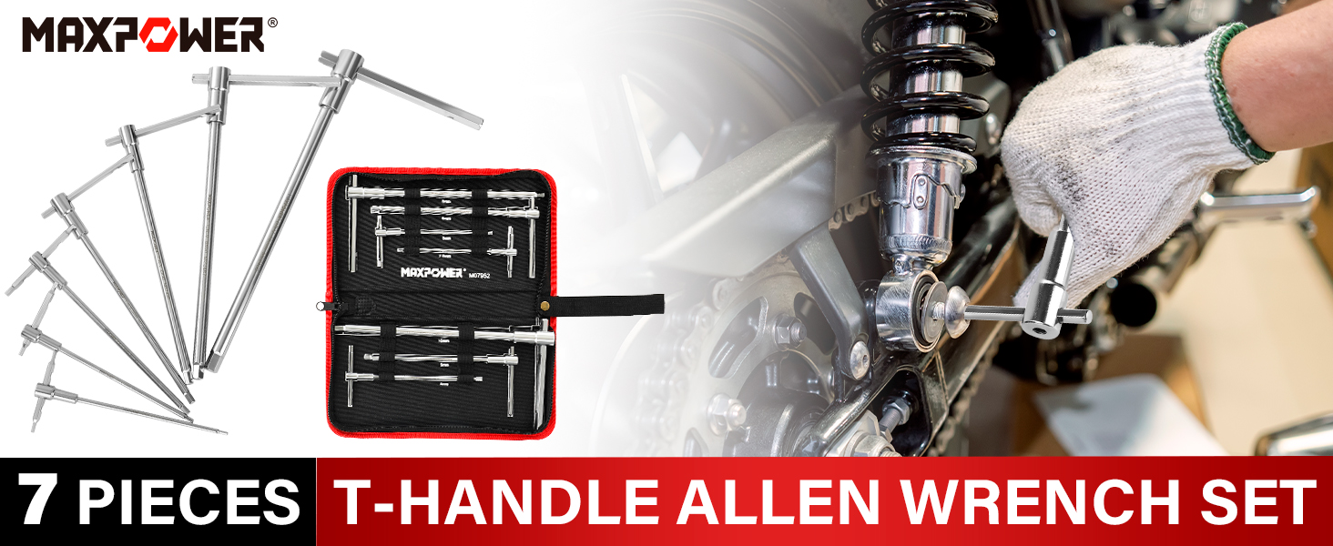 MAXPOWER Sliding THandle Allen Wrench Set, 7PCS Allen Hex Key Wrenches