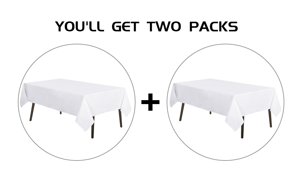 MYSKY HOME MYSKY HOME 2Pack White Tablecloth 60x120 Inch