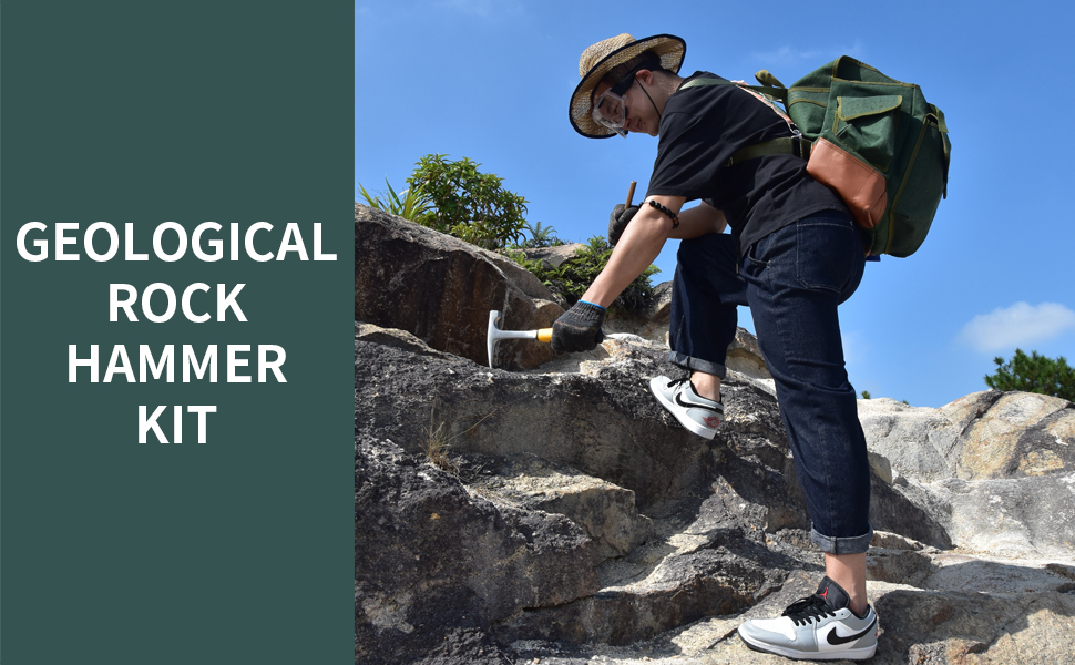 16 PCS Geology Rock Pick Hammer Kit, 22oz Hammer & 3 PCS Digging