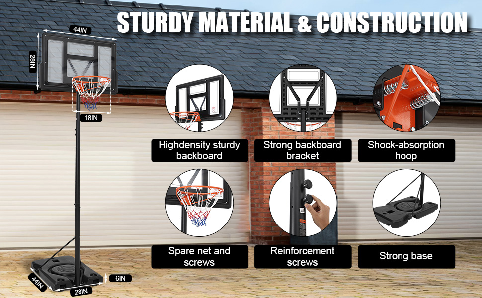 GarveeLife Basketball Hoop Outdoor 4.4310ft Adjustable
