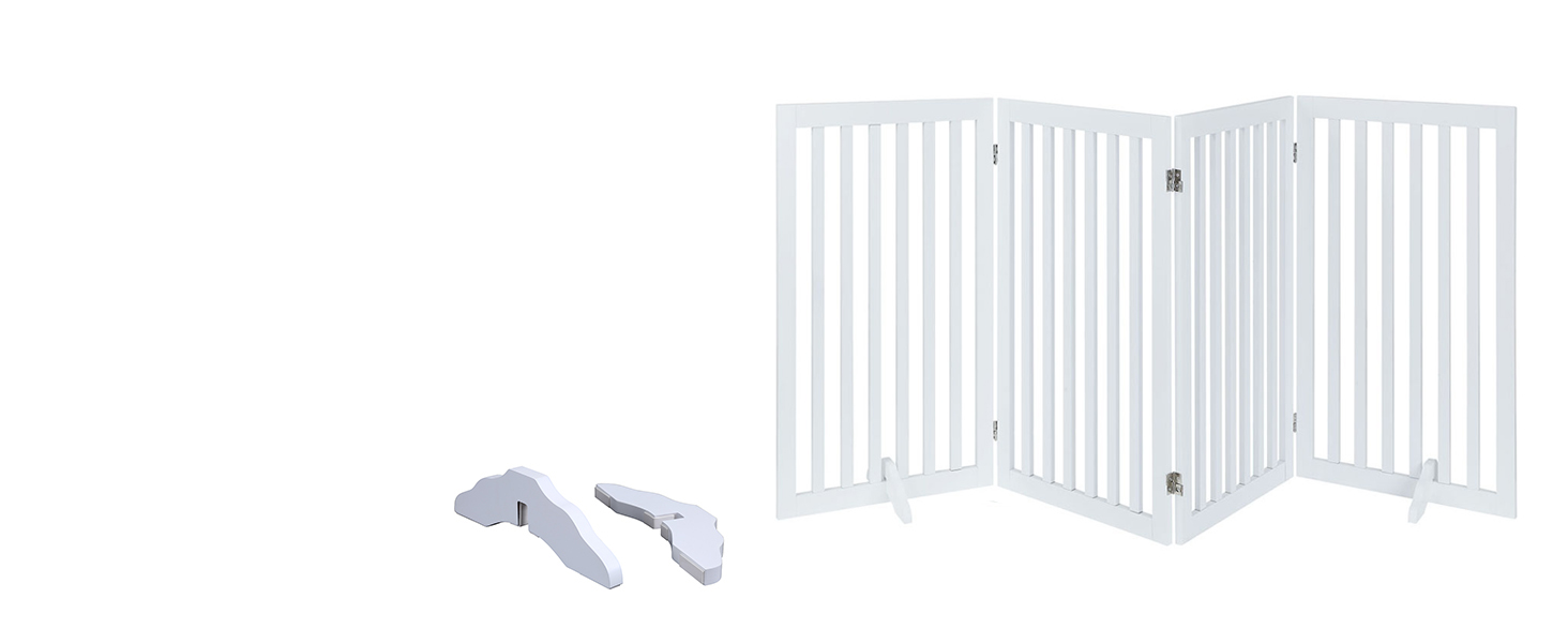 unipaws 36”H Free Standing Pet Gate for Dog Cat Baby, Tall Wooden Dog Gates for