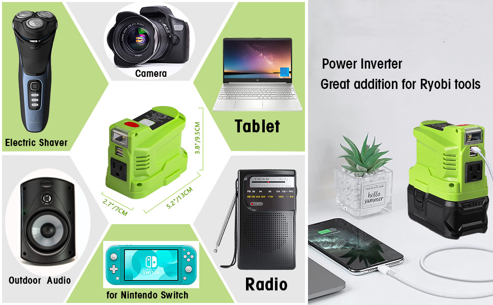 150W Powered Inverter Generator for Ryobi 18V Lithium