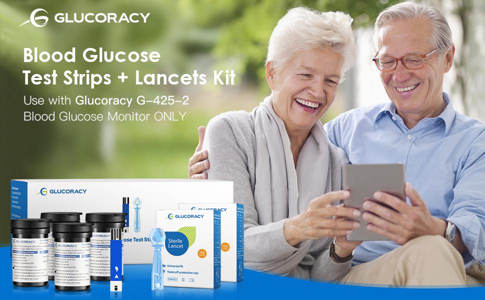 Glucoracy Blood Glucose Test Strips + Lancets Kit