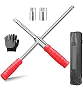 BCJCLTS Lug Wrench, Tire Wrench With 1/2-Inch Drive and 2PCS Standard Sockets (17 mm/19 mm, 21 mm...