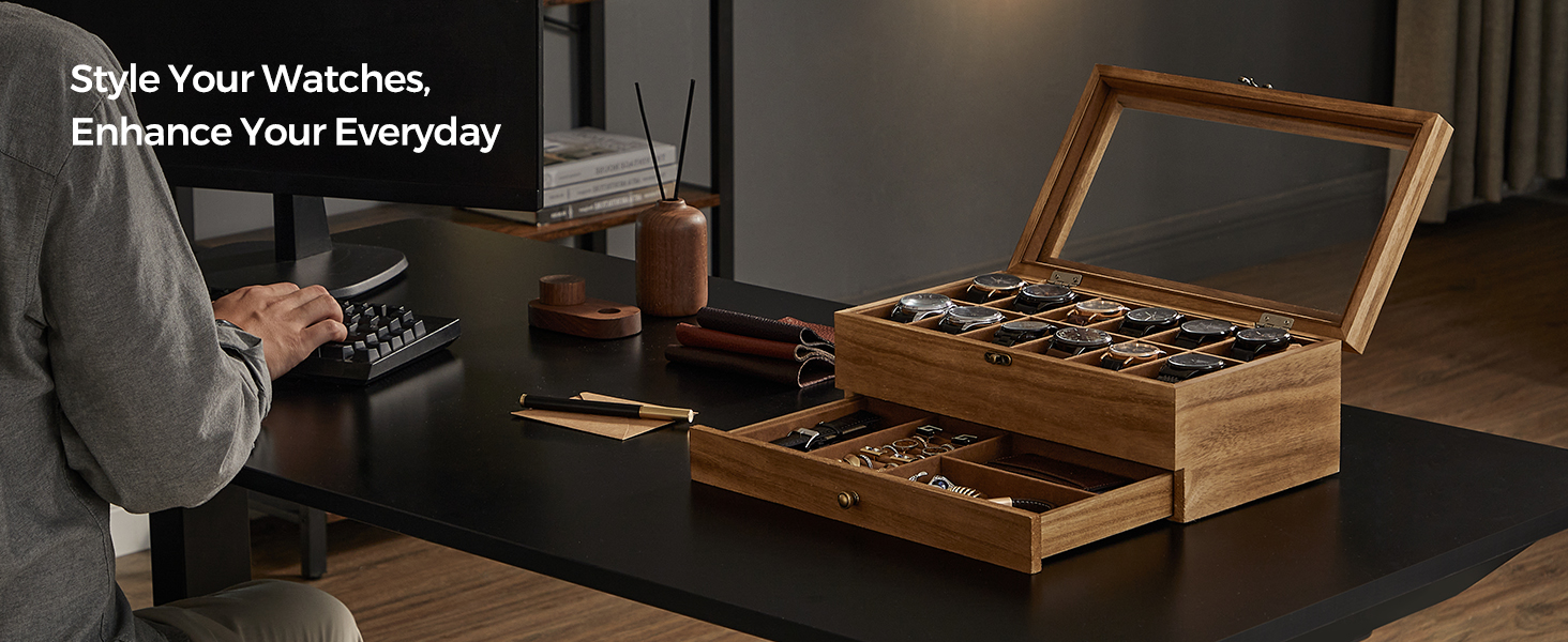 a wooden box with a drawer open on a desk