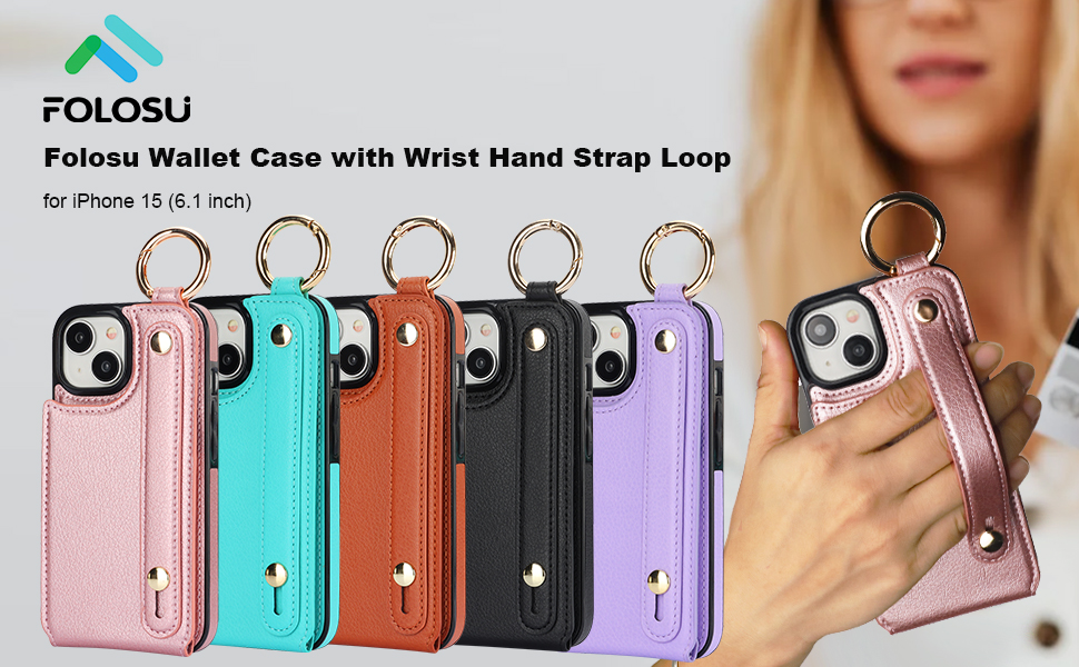 Folosu for iPhone 15 Wallet Case with Card Holder, Hand