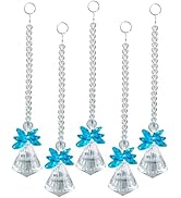 rockcloud Hanging Clear Crystal Point Prism Glass Jingle Bell Holiday Decorations Christmas Tree ...