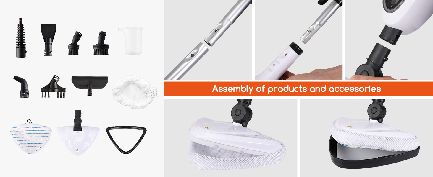 REECOO Steam Mop with Attachments,20s Rapid Heating 260