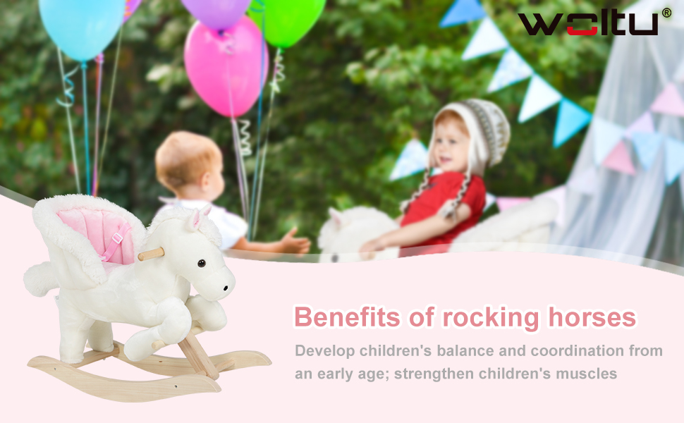 WOLTU Baby Rocking Horse Wooden Toddler Rocking Toy With Sound And Seat Safety 12 1