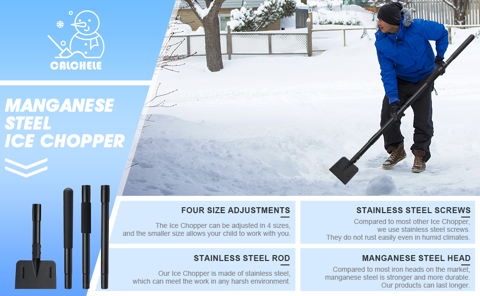 CALCHELE Ice Chopper Heavy Duty ice Scraper for Driveway