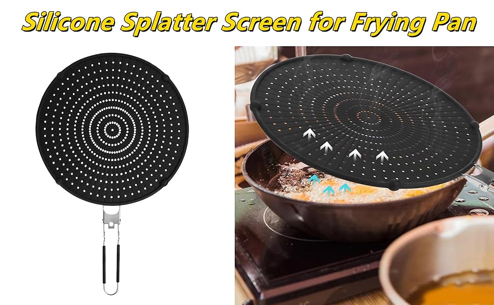 Frcctre 2 Pack Silicone Splatter Screen for Frying Pan, 13