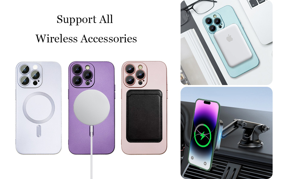 ankofave Magnetic case for iPhone 14 Pro Max Phone Case for Women, Matte Luxury Soft Metallic Luster