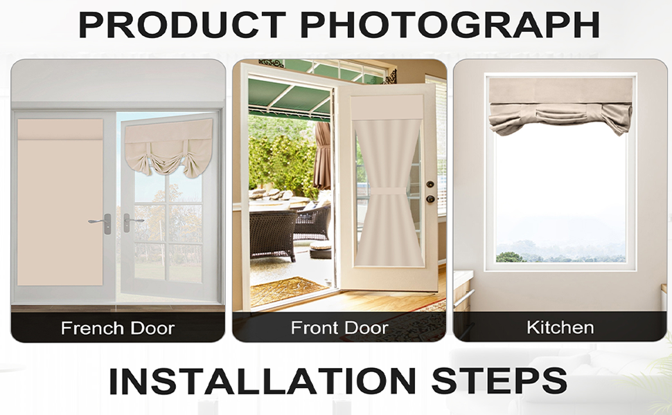 Blackout Door Curtains,French Door Blinds Stick On Curtains for Privacy