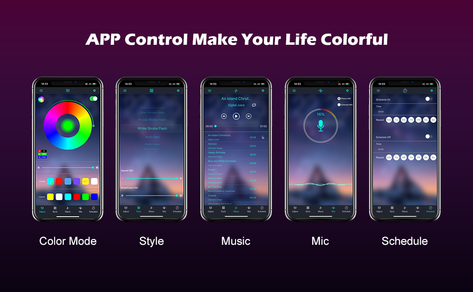 Chilymes Car LED Interior Lights, Car LED Strip Light with App Control