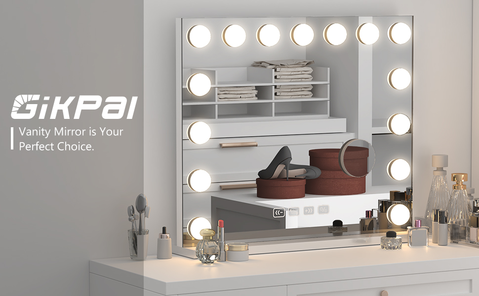 vanity mirror with lights white frame