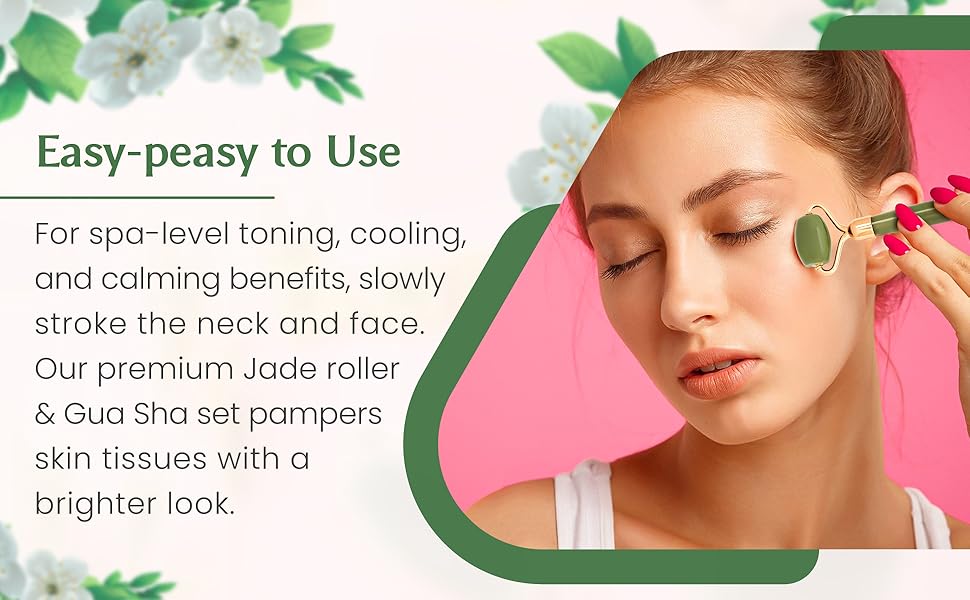 Jade Roller For Face, Neck, Puffy Eyes Facial Massager