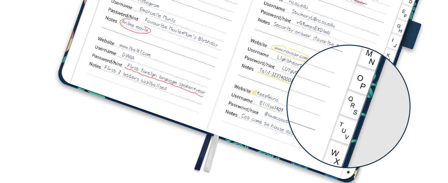 Taja Password Keeper Book with Alphabetical Tabs，Small