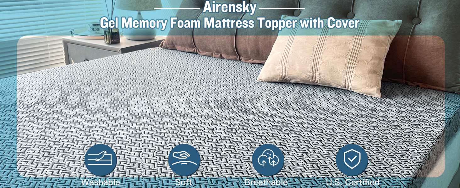 4 Inch Memory Foam Mattress Topper,Cooling Gel Infused High