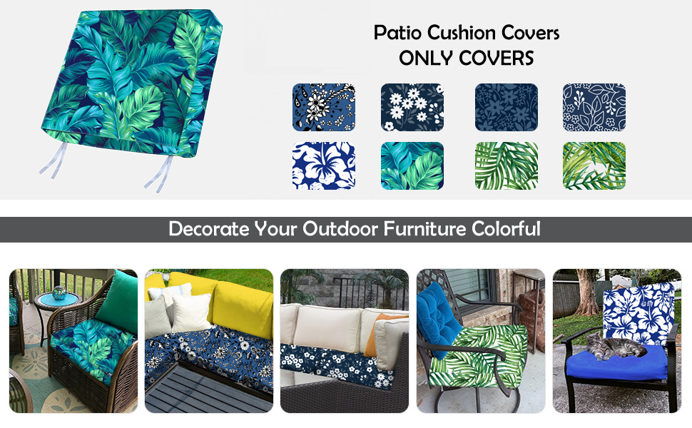 YINSHIFU Patio Cushion Covers 4 Pack Outdoor Deep Seat Patio Chair Cushion Cover