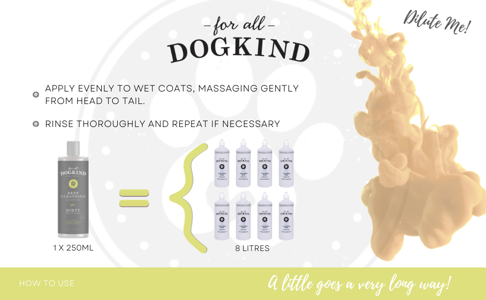 For All DogKind Deep Cleansing Dog Shampoo - Rosemary and Eucalyptus for Dirty Skin and Coats - Ideal for Muddy Adventures, Smelly Fox Poo, & Sensitive Skin - 97% Natural - 32-1 Dilutable - 250ml 14 cleansing