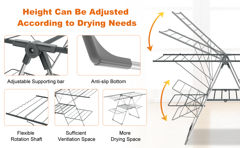 Innotic Clothes Airer With 33 Bars, 2-Level Foldable Clothes Drying