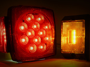 Square LED Trailer Light Kit Stop Turn Tail Side Marker License Lamp