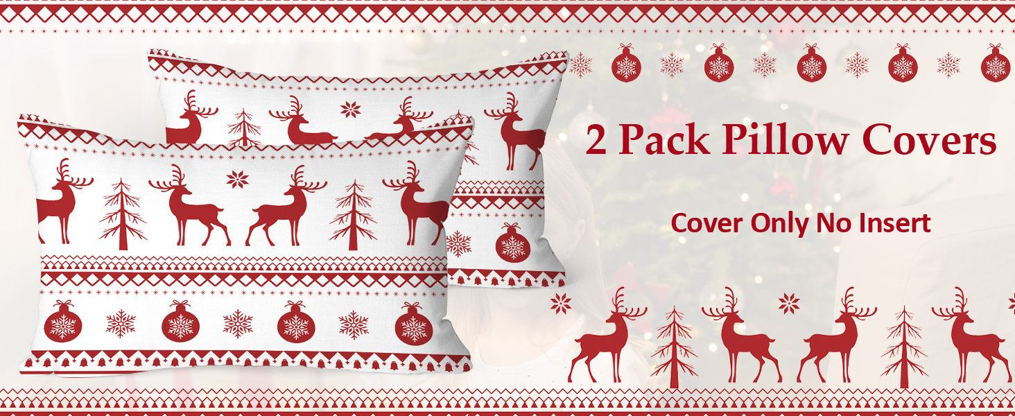 DJY Christmas Pillowcases for Bed, Red Throw Pillow Cover
