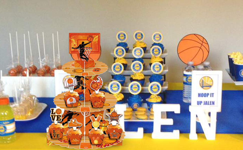 LXlucktim Basketball Party Decorations Cupcake Stand, 3