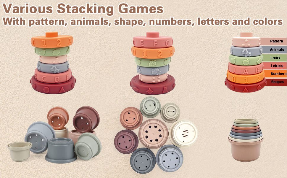 2Set Stacking Montessori Baby Toys 612 Months, Stacking Cups Baby