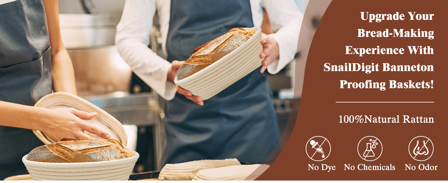 SnailDigit Bread Proofing Baskets 10 Inch, Oval Brotform Sourdough Proofing