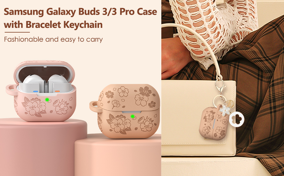 Samsung Galaxy Buds3 Pro ローズゴールドケース Amazon.com: Cute Pink Case for Samsung Galaxy Buds 3/3 Pro/3