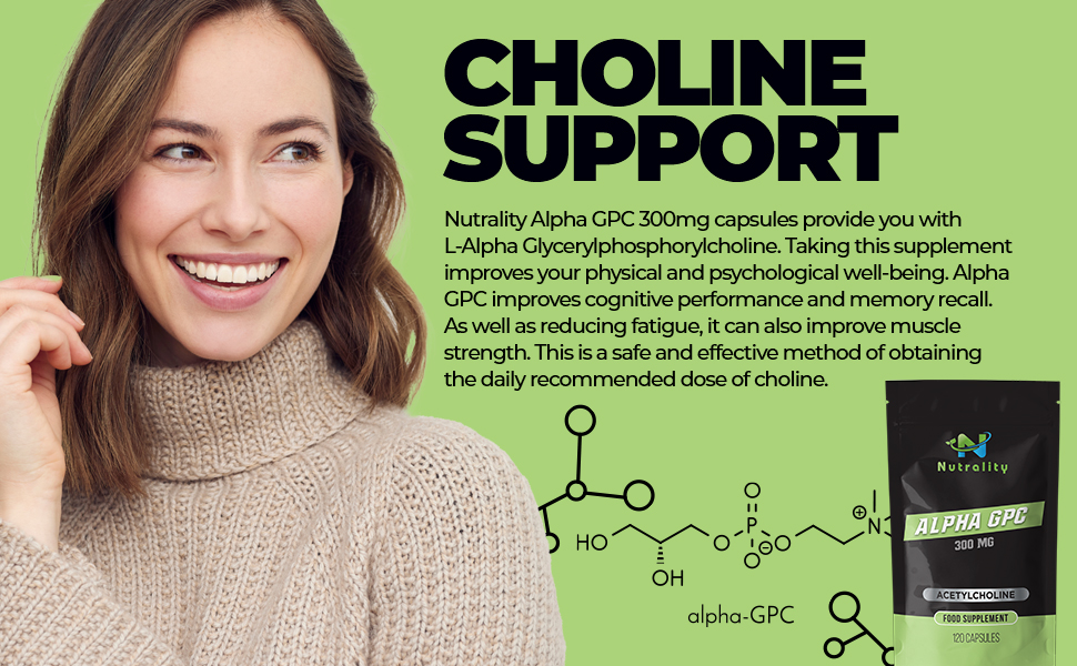 Nutrality Alpha GPC Choline Supplement 300mg Nootropic for Brain