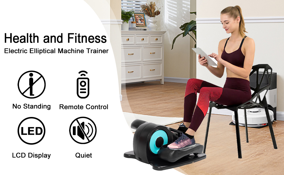 Under Desk Ellipticals Machine Adjustable Speeds Electric Elliptical Trainer with