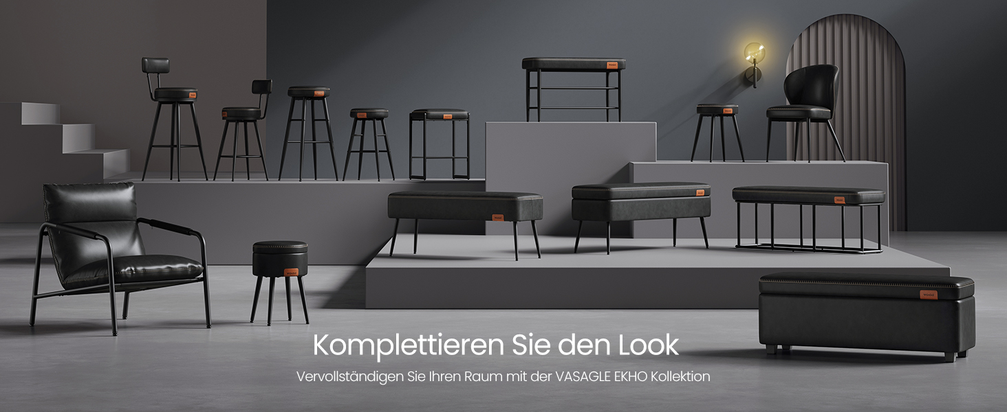 Set 2 barskih stolov iz kolekcije EKHO, 54 x 54 x 91 cm, črni | VASAGLE