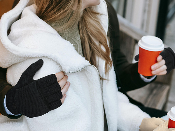 Achiou Convertible Mittens Fingerless Gloves for Men and Women